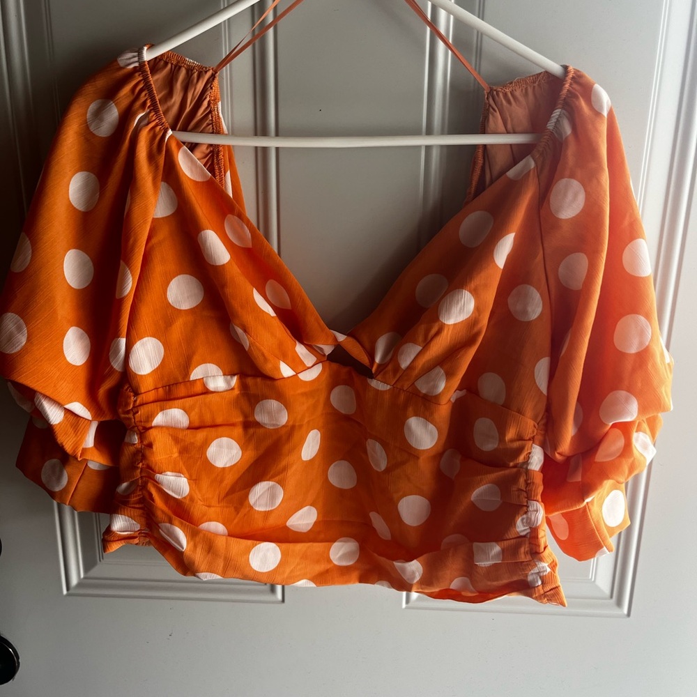 Orange Polka Dot Women's Top